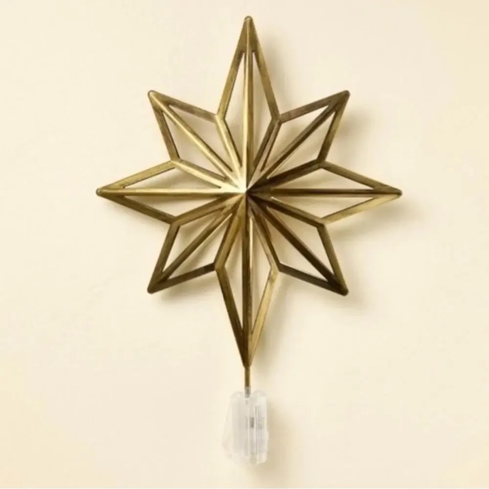 Hearth & Hand Magnolia Antique Brass Finish Star Christmas Tree Topper 13”